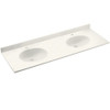 Solid Surface 61-in x 22-in Integral Double Sink Bathroom Vanity Top in Tahiti Ivory