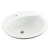 19-in x 19-in x 8-in Vitreous China Drop-In Round Bathroom Sink with Single Faucet Hole in White 19-in x 19-in x 8-in Vitreous China Drop-In Round Bathroom Sink with Single Faucet Hole in White