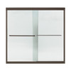 59.625-in x 58.31-in Frameless Bathtub Door in Deep Bronze with Lake Mist Glass Pattern 59.625-in x 58.31-in Frameless Bathtub Door in Deep Bronze with Lake Mist Glass Pattern