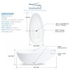 58-in L x 29-in W x 23-in H Resin Stone Freestanding Bathtub with center drain, in White
