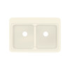 Transolid Charlotte 33in x 22in Solid Surface Drop-in Double Bowl Kitchen Sink, in Biscuit