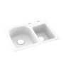 18-in D x 25-in W x 7.5-in H Solid Surface Dual Mount Double Bowl Kitchen Sink with 2-Hole in White