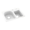 18-in D x 25-in W x 7.5-in H Solid Surface Dual Mount Double Bowl Kitchen Sink with 2-Hole in Tahiti White