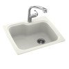 25-in D x 22-in W x 9.5-in H Solid Surface Dual Mount Single Bowl Kitchen Sink with 1-Hole in Bisque