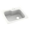 KS02522SB.011-2B 25-in D x 22-in W x 9.5-in H Solid Surface Dual Mount Single Bowl Kitchen Sink with 2-Hole in Tahiti White