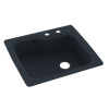 25-in D x 22-in W x 9.5-in H Solid Surface Dual Mount Single Bowl Kitchen Sink with 2-Hole in Black Galaxy