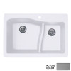 33-in D x 22-in W x 5.625-in H Granite Dual Mount Double Bowl Kitchen Sink with 1-Hole in Metallico