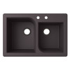 QZ03322RC.077-2A 33-in D x 22-in W x 9.563-in H Granite Dual Mount Double Bowl Kitchen Sink with 2-Hole in Nero