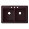 33-in D x 22-in W x 9.563-in H Granite Dual Mount Double Bowl Kitchen Sink with 3-Hole in Espresso