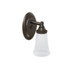 Single Light Bathroom Sconce with Frosted Shade in Oil Rubbed Bronze Single Light Bathroom Sconce with Frosted Shade in Oil Rubbed Bronze