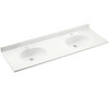 Solid Surface 61-in x 22-in Integral Double Sink Bathroom Vanity Top in Tahiti White