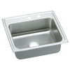 25" x 22" x 10-3/8" 18 Gauge Stainless Steel Single Bowl Drop-in Kitchen Sink with Middle Right 2 Faucet Holes in Lustrous Satin