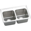 29" x 18" x 10" 18 Gauge Stainless Steel Equal Double Bowl Drop-in Kitchen Sink with 2 Faucet Holes in Lustrous Satin