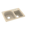 18-in D x 25-in W x 7.5-in H Solid Surface Dual Mount Double Bowl Kitchen Sink with 4-Hole in Bermuda Sand