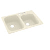 33-in D x 22-in W x 9-in H Solid Surface Dual Mount Double Bowl Kitchen Sink with 3-Hole in Pebble