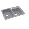 33-in D x 22-in W x 9-in H Solid Surface Dual Mount Double Bowl Kitchen Sink with 4-Hole in Gray Granite