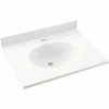 Solid Surface 25-in x 19-in Integral Single Sink Bathroom Vanity Top in Tahiti White