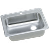 25" x 21-1/4" x 5-3/8" 20 Gauge Stainless Steel Single Bowl Drop-in Sink with Rear Right Drain and 1 Faucet Hole in Brushed Satin