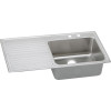 43" x 22" x 10" 18 Gauge Stainless Steel Single Bowl Drop-in Sink with Right Drainboard and Middle Right 2 Faucet Holes in Lustrous Satin