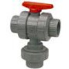 Ball Valve 1-1/4" CPVC Schedule 80 Threaded True Union 3-Way 2-Position Diverter EPDM O-Ring, Teflon Seat