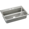 31" x 22" x 7-5/8" 18 Gauge Stainless Steel Single Bowl Drop-in Kitchen Sink with 2 Faucet Holes in Lustrous Satin
