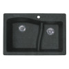 33-in D x 22-in W x 5.625-in H Granite Dual Mount Double Bowl Kitchen Sink with 1-Hole in Nero