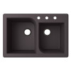 Swan QZ03322RC.077-3 33-in D x 22-in W x 9.563-in H Granite Dual Mount Double Bowl Kitchen Sink with 3-Hole in Nero