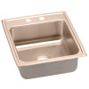 19-1/2" x 22" x 6" 18 Gauge CuVerro Antimicrobial Copper Single Bowl Drop-in ADA Sink with 2 Faucet Holes in Lustrous Satin