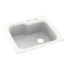 25-in D x 22-in W x 9.5-in H Solid Surface Dual Mount Single Bowl Kitchen Sink with 2-Hole in Tahiti White
