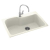 33-in D x 22-in W x 10.563-in H Solid Surface Dual Mount Single Bowl Kitchen Sink with 1-Hole in Bisque