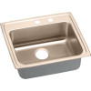 25" x 21-1/4" x 6-1/2" 18 Gauge CuVerro Antimicrobial Copper Single Bowl Drop-in ADA Sink with Middle Right 2 Faucet Holes in Lustrous Satin