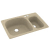 KS03322LS.122-2B 33-in D x 22-in W x 9.75-in H Solid Surface Dual Mount Double Bowl Kitchen Sink with 2-Hole in Prairie