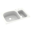 33-in D x 22-in W x 9.75-in H Solid Surface Dual Mount Double Bowl Kitchen Sink with 2-Hole in Tahiti White