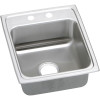 Elkay LRADQ1720502 Stainless Steel Single Bowl Top Mount Quick-Clip Sink with 2 Faucet Holes in Lustrous Highlighted Satin