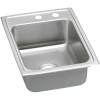 17" x 22" x 5-1/2" 18 Gauge Stainless Steel Single Bowl Quick-Clip Drop-in ADA Kitchen Sink with Middle Right 2 Faucet Holes in Lustrous Satin