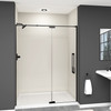 IPD607610C-J-MB Semi-frameless pivot shower door in matte black frame finish with smooth glass texture 56-in to 60-in W x 76-in H