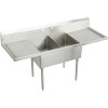Elkay SS8248LR4 Commercial Scullery Sink with 4 Faucet Holes in Buffed Satin