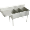 Elkay SS8360L3 Commercial Scullery Sink with 3 Faucet Holes in Buffed Satin