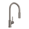 Rohl R7520STN Lux Side Handle Stainless Steel Pulldown Kitchen Faucet with Lever Handle, Satin Nickel