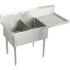 Elkay WNSF8248ROF2 Commercial Scullery Sink with 2 Faucet Holes in Buffed Satin