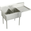Elkay WNSF8260R2 Commercial Scullery Sink with 2 Faucet Holes in Buffed Satin