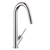 Axor 10821001 Pull-Down Kitchen Faucet with High-Arc Spout, Magnetic Docking and Toggle Spray Diverter in Chrome