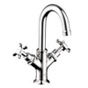 Bathroom Faucet Single Hole Faucet with Cross Handles in Chrome