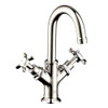 Bathroom Faucet Single Hole Faucet with Cross Handles in Polished Nickel Bathroom Faucet Single Hole Faucet with Cross Handles in Polished Nickel