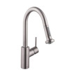 Hansgrohe 04286800 Talis S Pull-Down Kitchen Faucet with High-Arc Spout, Magnetic Docking, and Non-Locking Spray Diverter in Steel Optic Hansgrohe 04286800 Talis S Pull-Down Kitchen Faucet with High-Arc Spout, Magnetic Docking, and Non-Locking Spray Diverter in Steel Optic
