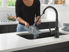9190T-BL-DST Broderick Single Handle Pull Down Kitchen Faucet with Touch2O Technology, Matte Black