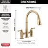 Delta 2390L-CZ-DST Broderick Two Handle Pull Down Bridge Kitchen Faucet, Champagne Bronze