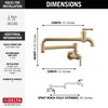 Delta 1190LFL-CZ Broderick Wall Mount Pot Filler, Champagne Bronze