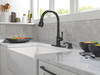 Delta 19877Z-BLSD-DST Capertee Single Handle Pull Down Kitchen Faucet with Soap Dispenser and ShieldSpray Technology, Matte Black