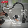 Delta 19877Z-BLSD-DST Capertee Single Handle Pull Down Kitchen Faucet with Soap Dispenser and ShieldSpray Technology, Matte Black